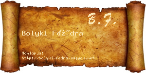 Bolyki Fédra névjegykártya